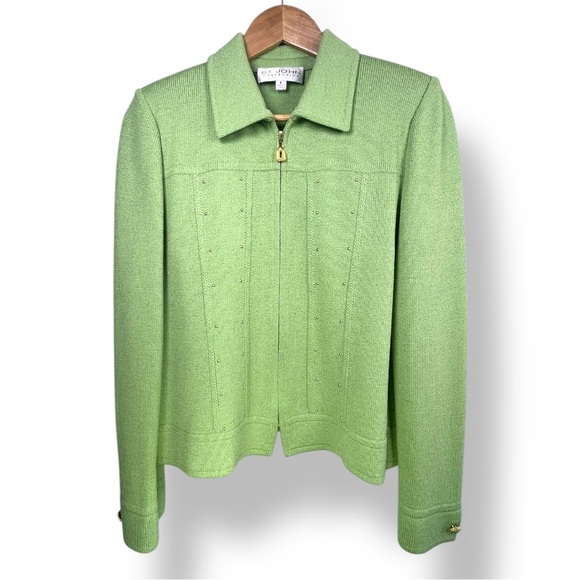 St. John Collection Jackets & Blazers - St. John Collection Green Zip-Front Blazer